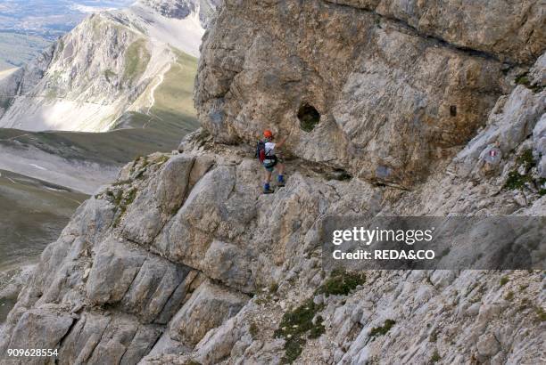 Gran Sasso National Park. Greater Horn. Ferrata Bivouac Bafile. L'Aquila. Abruzzo. Italy. Europe.