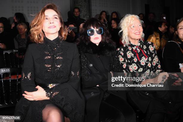 Clotilde Courau, Isabelle Adjani and Ellen Von Unwerth attend the Elie Saab Haute Couture Spring Summer 2018 show as part of Paris Fashion Week on...