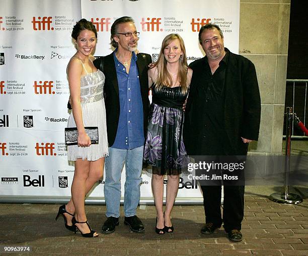 Actress Claire Stone, Michael Riley, actress Sarah Polley, and director Jaco van Dormael attend the "Mr. Nobody" Premiere held at the Ryerson Theatre...
