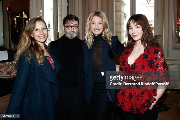 Ophelia Kolb, Franck Sorbier, Pauline Leprince and Alix Benezech attend the Franck Sorbier Haute Couture Spring Summer 2018 show as part of Paris...
