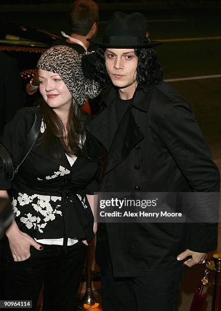 Meg and Jack White attend "The White Stripes Under Great White Northern Lights" premiere held at The Visa Screening Room at the Elgin Theatre during...