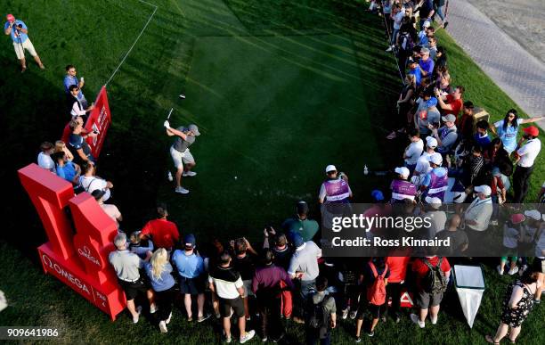 Rory McIlroy of Northern Ireland on the 17th tee during the pro-am event prior to the Omega Dubai Desert Classic at Emirates Golf Club on January 24,...