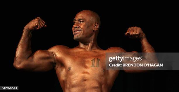 Jonah Lomu performs in the Wellington New Zealand Body Building Championships at Victoria Universty in Wellington on September 19, 2009. Jonah Lomu...