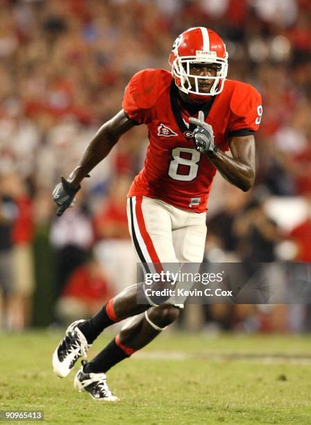 Green of the Georgia Bulldogs against the South Carolina Gamecocks at Sanford Stadium on September 12, 2009 in Athens, Georgia.