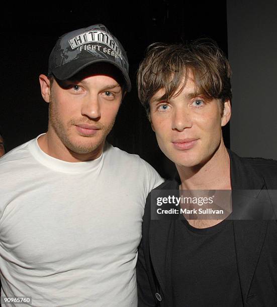 Actors Tom Hardy and Cillian Murphy at a special screening of Magnet Releasing's "Bronson" at Silent Movie Theatre on September 18, 2009 in Los...