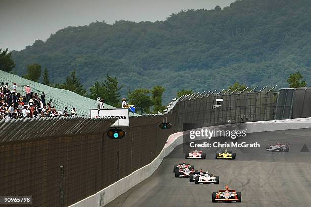 Ed Carpenter, drives the Vision Racing Dallara Honda during the IndyCar Series Bridgestone Indy Japan 300 Mile on September 19, 2009 at Twin Ring...