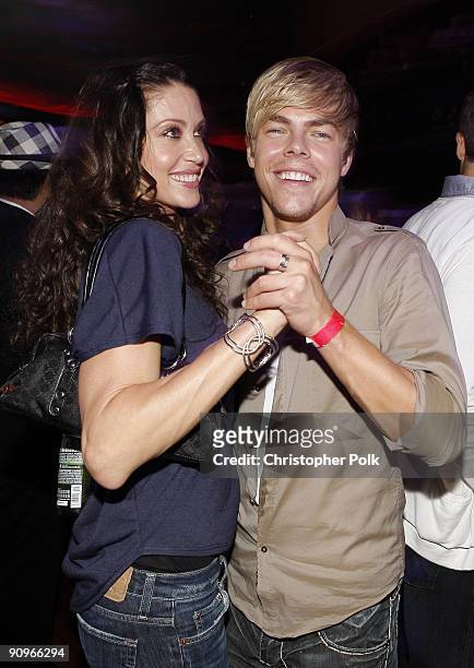 Actress Shannon Elizabeth and dancer Derek Hough attend Family Guy's Pre-Emmy Celebration hosted by Seth MacFarlane and Night Vision Entertainment at...