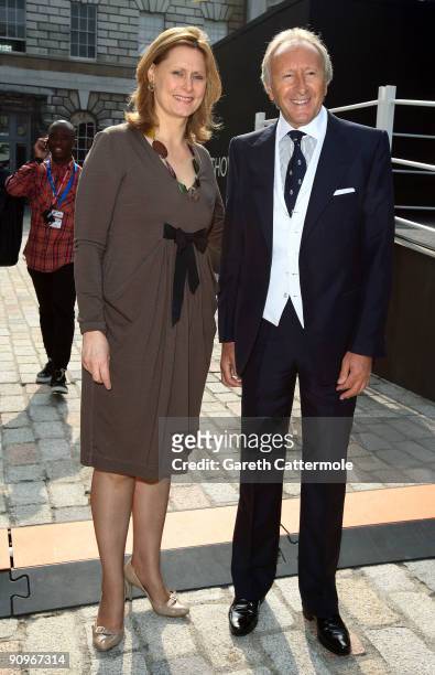 Sarah Brown and Harold Tillman attend the John Rocha Fashion show at the BFC tent, Somerset House on September 19, 2009 in London, England on...