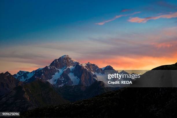 Sunset on Monte Bianco mountain. Aosta Valley. Italy. Europe.