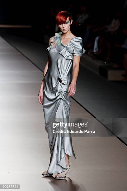 Model walks the runway during the Victorio & Luccino show part of theCibeles Madrid Fashion Week Spring/Summer 2010 at Pasarela Cibeles on September...