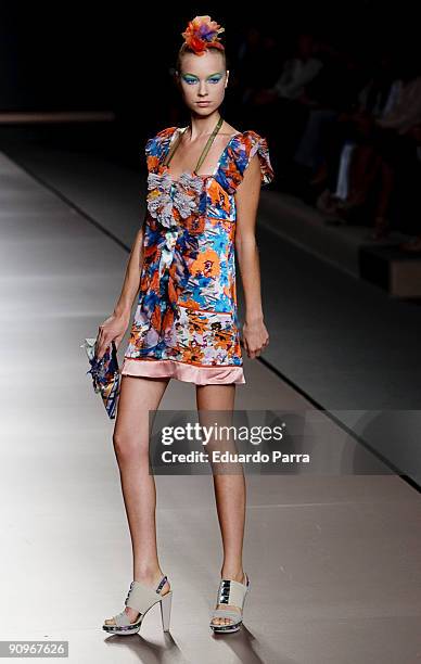 Model walks the runway during the Victorio & Luccino show part of theCibeles Madrid Fashion Week Spring/Summer 2010 at Pasarela Cibeles on September...