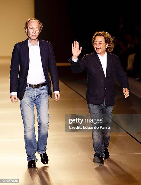 Designers Victorio & Lucchino walk the runway during the Ailanto show part of theCibeles Madrid Fashion Week Spring/Summer 2010 at Pasarela Cibeles...