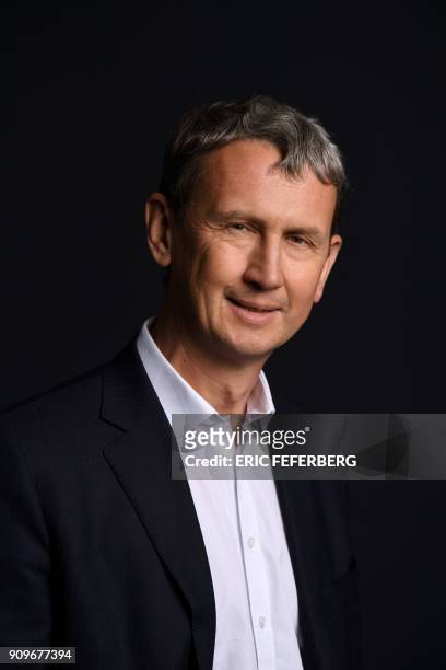 Managing Director of French telecoms group Iliad, Maxime Lombardini poses during a photo session on January 24, 2018 in Paris.