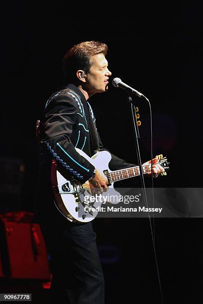 Chris Isaak performs on stage at the Palais Theatre on September 19, 2009 in Melbourne, Australia.