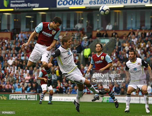 David Nugent of Burnley scores their second goal during the Barclays Premier League match between Burnley and Sunderland at Turf Moor on September...