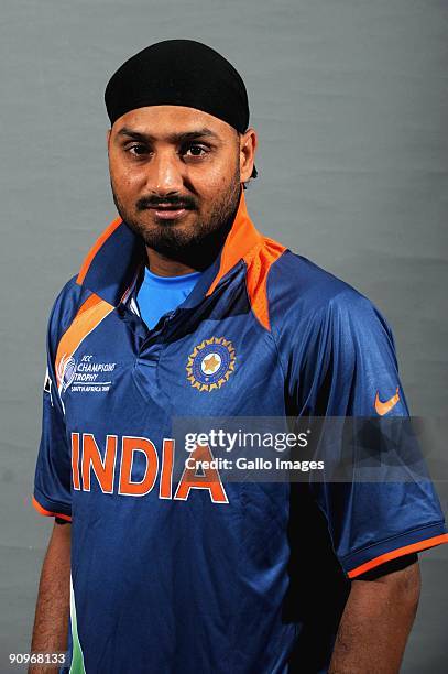 Harbhajan Singh poses during the ICC Champions photocall session of the Indian cricket team at Sandton Sun on September 19, 2009 in Sandton, South...