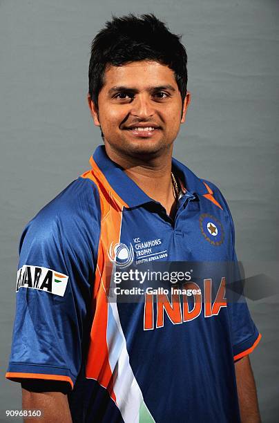 Suresh Raina poses during the ICC Champions photocall session of the Indian cricket team at Sandton Sun on September 19, 2009 in Sandton, South...