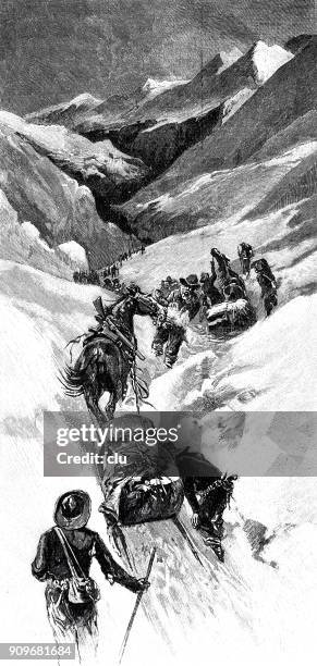 alaska: rise of gold miner in the coastal mountains - alaska stock illustrations