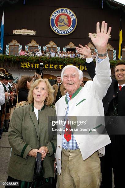 Joachim Fuchsberger and wife Gundel attend the Oktoberfest 2009 opening at the Theresienwiese on September 19, 2009 in Munich, Germany. 1 Day....