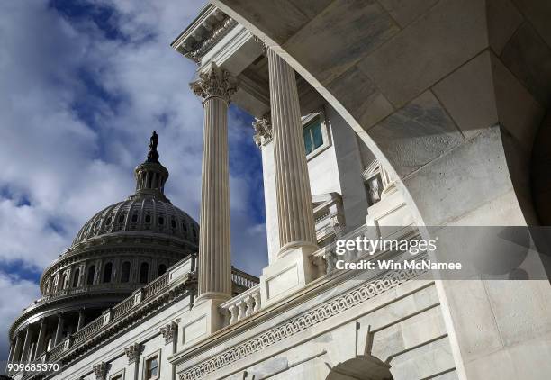 The U.S. Capitol is shown on January 24, 2018 in Washington, DC. Congress managed to re-open the federal government this week following a three day...