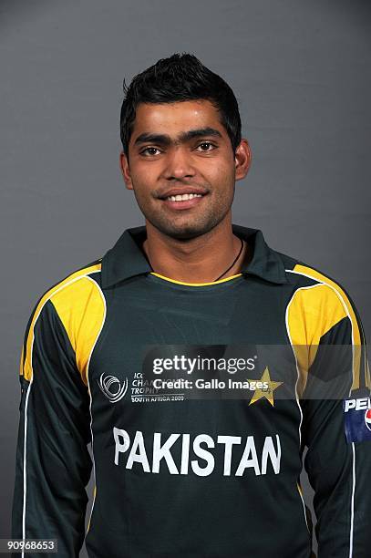 Umar Akmal poses during the ICC Champions photocall session of the Pakistan cricket team at Sandton Sun on September 19, 2009 in Sandton, South...