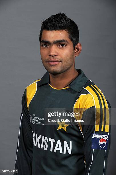 Umar Akmal poses during the ICC Champions photocall session of the Pakistan cricket team at Sandton Sun on September 19, 2009 in Sandton, South...