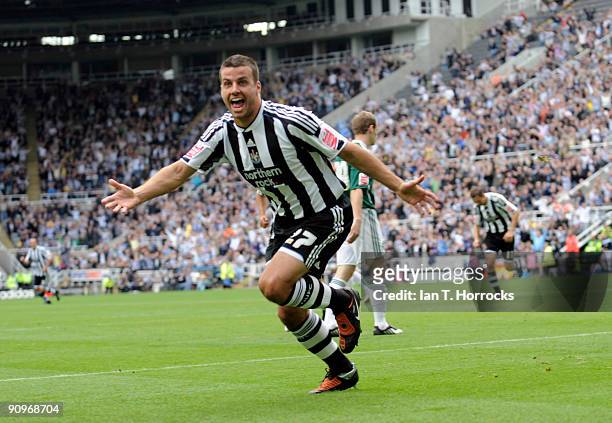 Steven Taylor of Newcastle celebrates after scoring the opening goal of the Coca-Cola Championship match between Newcastle United and Plymouth Argyle...