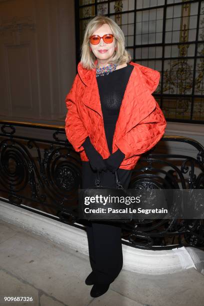 Amanda Lear attends the Jean-Paul Gaultier Haute Couture Spring Summer 2018 show as part of Paris Fashion Week on January 24, 2018 in Paris, France.