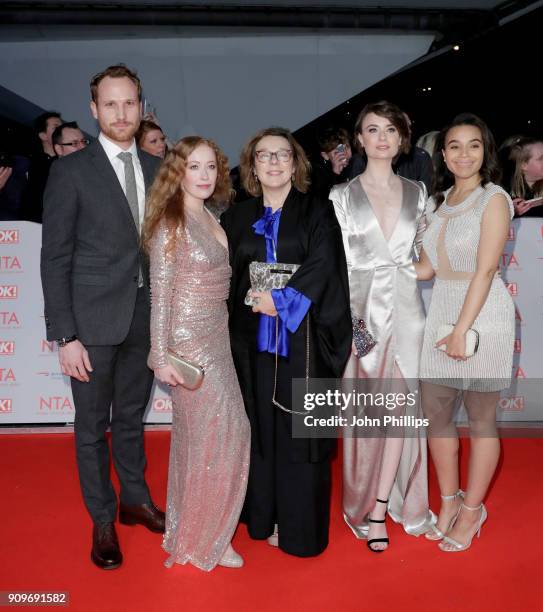 Actors Victoria Yeates, Annebella Apsion, Jennifer Kirby and Leonie Elliot from "Call The Midwife" attend the National Television Awards 2018 at the...