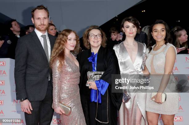 Actors Victoria Yeates, Annebella Apsion, Jennifer Kirby and Leonie Elliot from "Call The Midwife" attend the National Television Awards 2018 at the...
