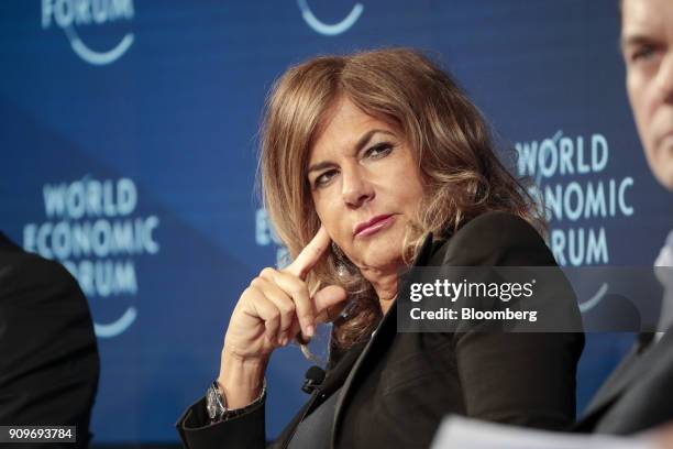 Emma Marcegaglia, chairman of Eni SpA, pauses during a Bloomberg panel session on day two of the World Economic Forum in Davos, Switzerland, on...