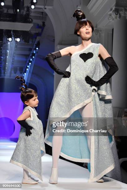 Model walks the runway during the Jean-Paul Gaultier Haute Couture Spring Summer 2018 show as part of Paris Fashion Week on January 24, 2018 in...