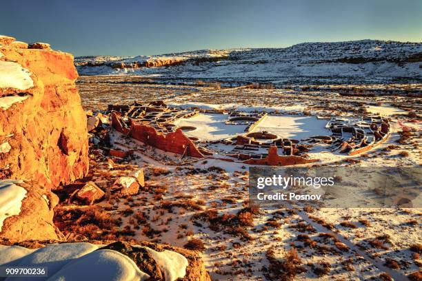 pueblo bonito - chaco canyon ruins stock pictures, royalty-free photos & images