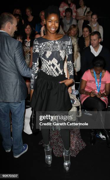 Tallulah Adeyemi attends the Osman Fashion show at the BFC tent, Somerset House on September 19, 2009 in London, England.