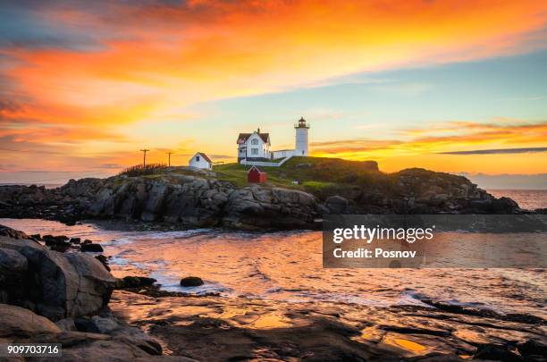 nubble light - maine stockfoto's en -beelden