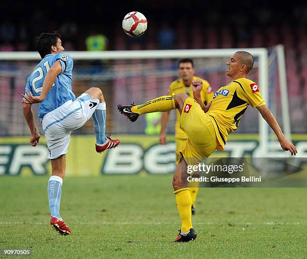 Luca Cigarini SSC Napoli and Gokhan Inler Udinese Calcio in action during the Serie A match between SSC Napoli and Udinese Calcio at Stadio San Paolo...