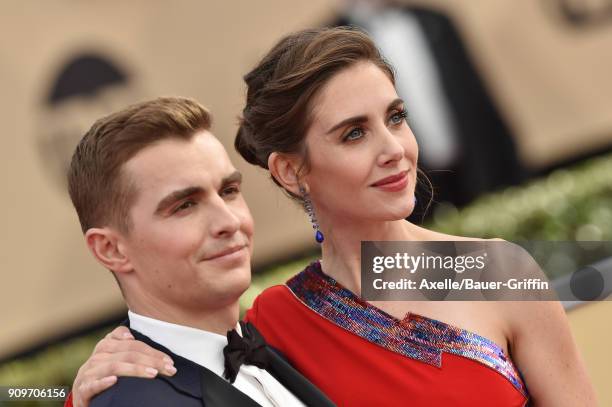 Actors Dave Franco and Alison Brie attend the 24th Annual Screen Actors Guild Awards at The Shrine Auditorium on January 21, 2018 in Los Angeles,...