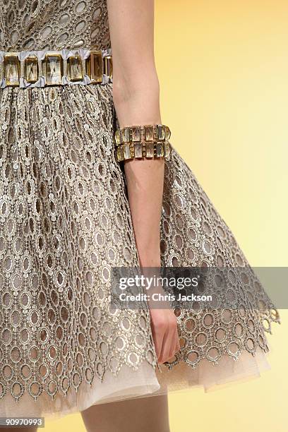 Model walks down the catwalk during the Jenny Packham Spring/ Summer 2010 show at the Margaret Howell Store on September 19, 2009 in London, England.