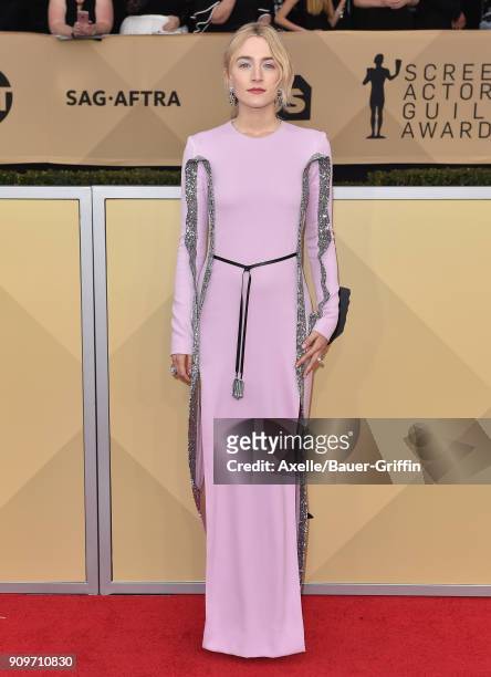 Actress Saoirse Ronan attends the 24th Annual Screen Actors Guild Awards at The Shrine Auditorium on January 21, 2018 in Los Angeles, California.