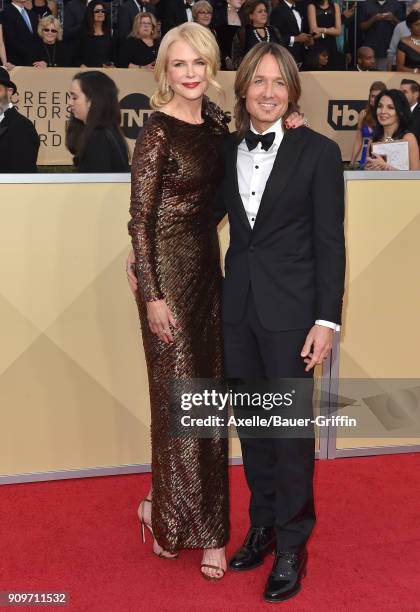 Actress Nicole Kidman and singer Keith Urban attend the 24th Annual Screen Actors Guild Awards at The Shrine Auditorium on January 21, 2018 in Los...