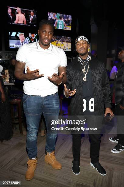 Macverde and Grafh Attend The Eric Bellinger Grammy Week Lounge Lounge at Suite 36 on January 23, 2018 in New York City.