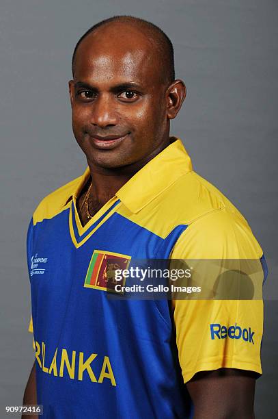 Sanath Jayasuriya poses during the ICC Champions photocall session of Sri Lanka at Sandton Sun on September 19, 2009 in Sandton, South Africa.