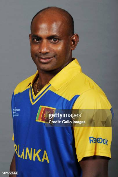 Sanath Jayasuriya poses during the ICC Champions photocall session of Sri Lanka at Sandton Sun on September 19, 2009 in Sandton, South Africa.