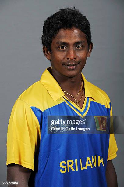 Ajantha Mendis poses during the ICC Champions photocall session of Sri Lanka at Sandton Sun on September 19, 2009 in Sandton, South Africa.