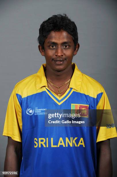 Ajantha Mendis poses during the ICC Champions photocall session of Sri Lanka at Sandton Sun on September 19, 2009 in Sandton, South Africa.