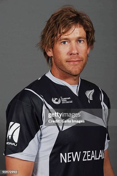 Jacob Oram poses during the ICC Champions photocall session of New Zealand at Sandton Sun on September 19, 2009 in Sandton, South Africa.