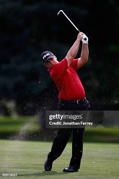 Daniel Summerhays hits on the 9th hole during the third round of the Albertson's Boise Open at Hillcrest Country Club on September 18, 2009 in Boise,...