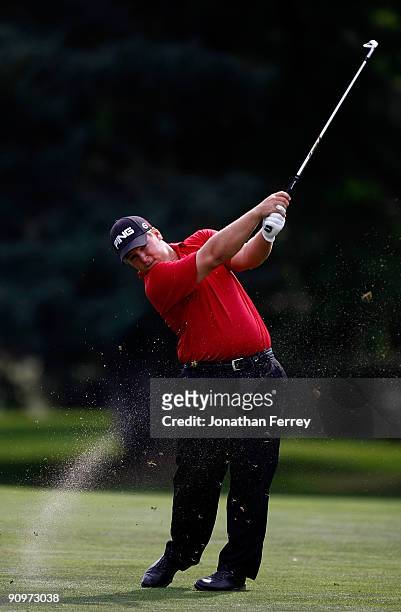 Daniel Summerhays hits on the 9th hole during the third round of the Albertson's Boise Open at Hillcrest Country Club on September 18, 2009 in Boise,...