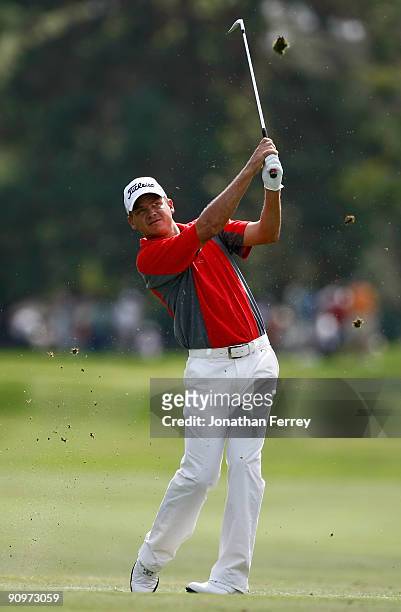 Tjaart van der Walt of South Africa hits on the 5th hole during the third round of the Albertson's Boise Open at Hillcrest Country Club on September...