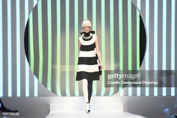 Model walks the runway during the Jean-Paul Gaultier Haute Couture Spring Summer 2018 show as part of Paris Fashion Week on January 24, 2018 in...